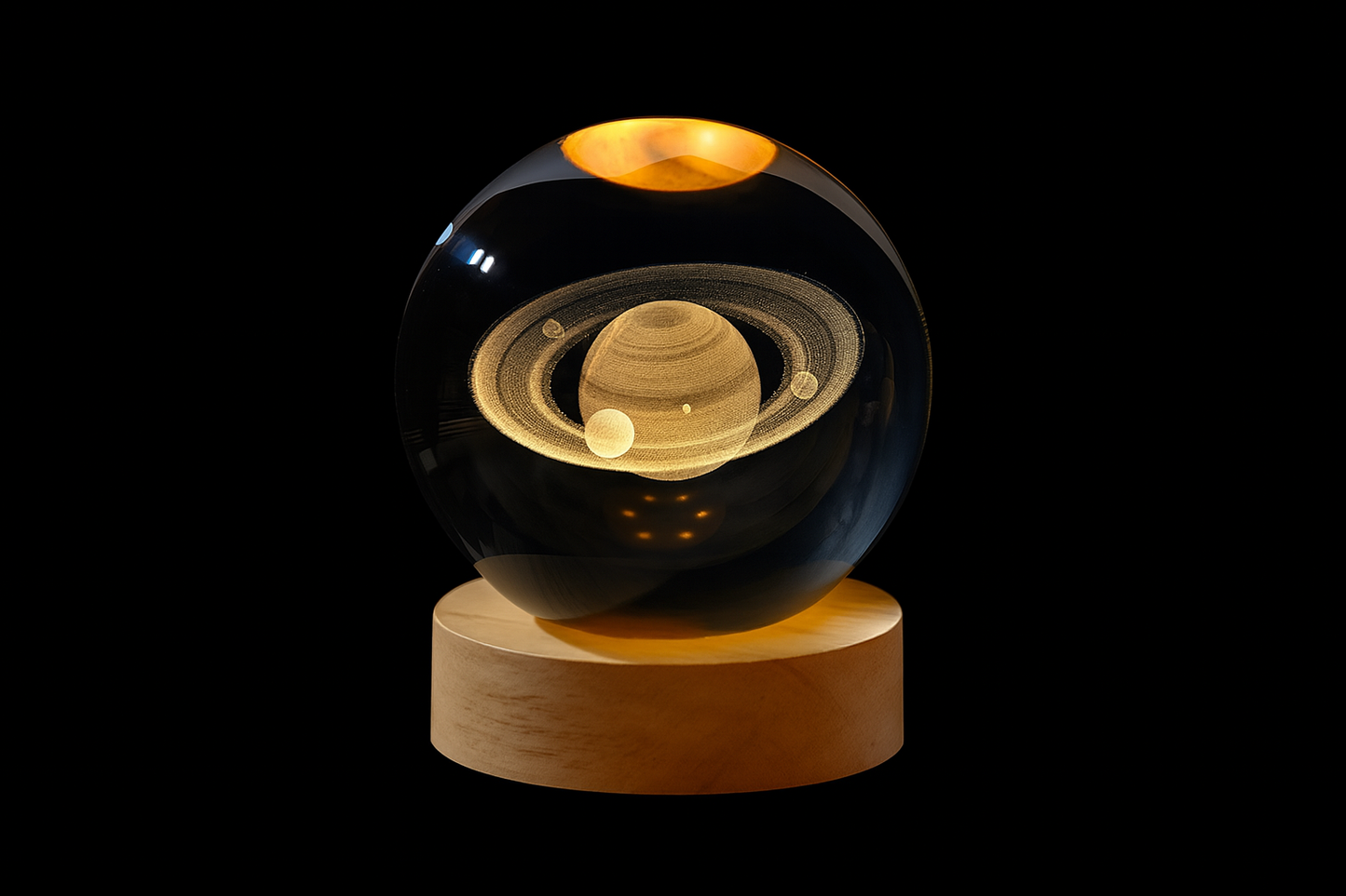 Veilleuse boule de cristal Saturne